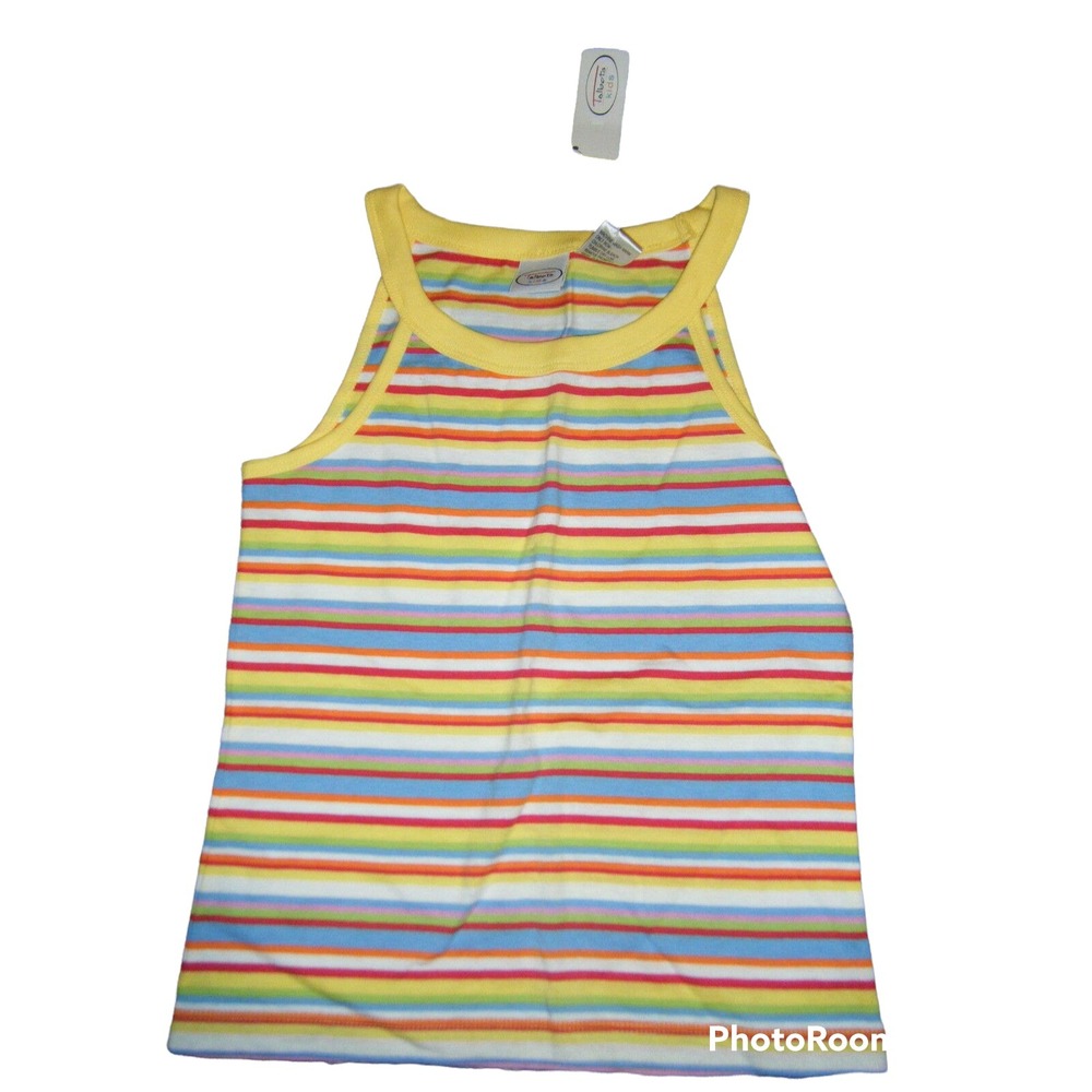 Talbot's kids girls‎ NWT 7 bright striped tank top shirt yellow trim multi color